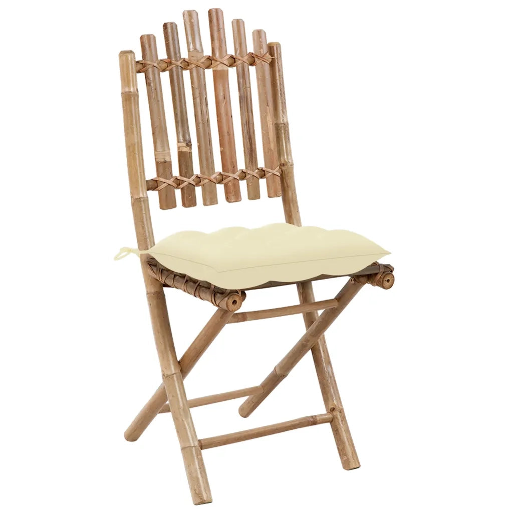 Set da Pranzo da Giardino 5 pz Pieghevole con Cuscini in Bambù 3063977