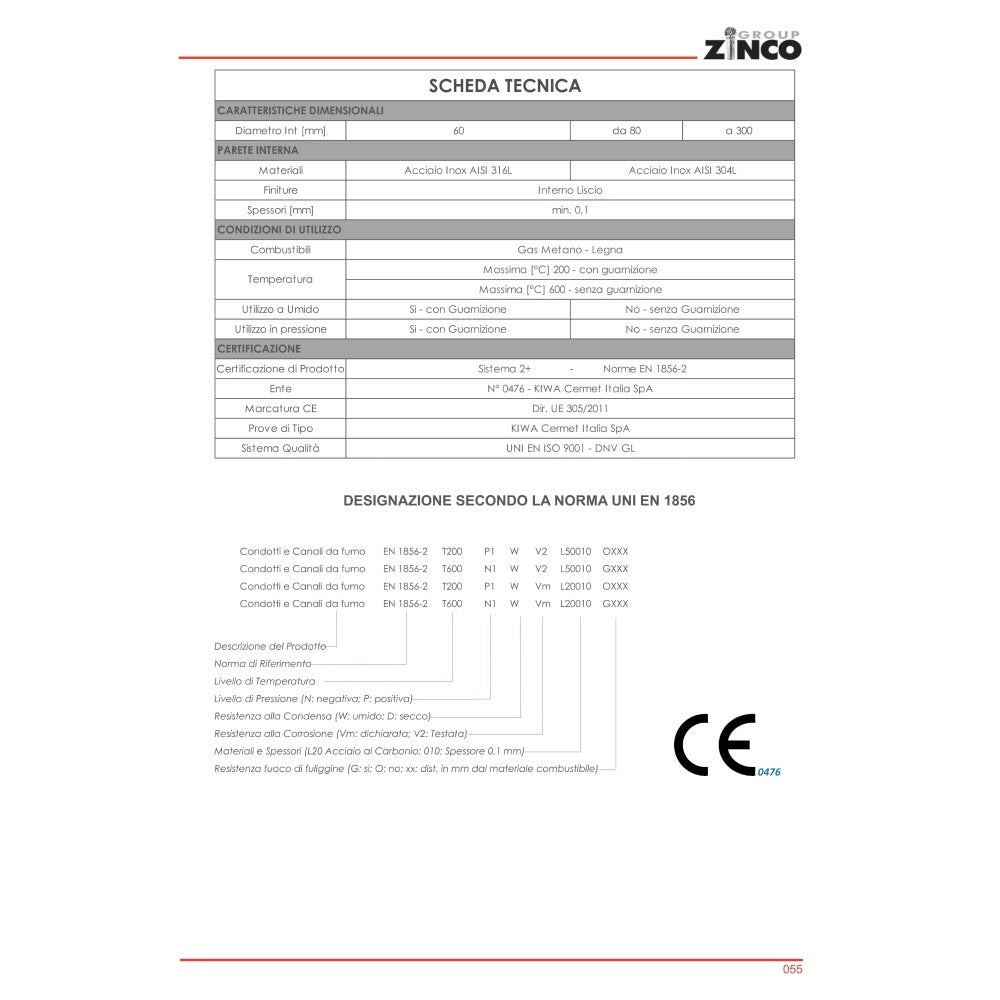 Tubo flessibile da 200 x 3000mm di acciaio inox aisi 316 spessore 10mm