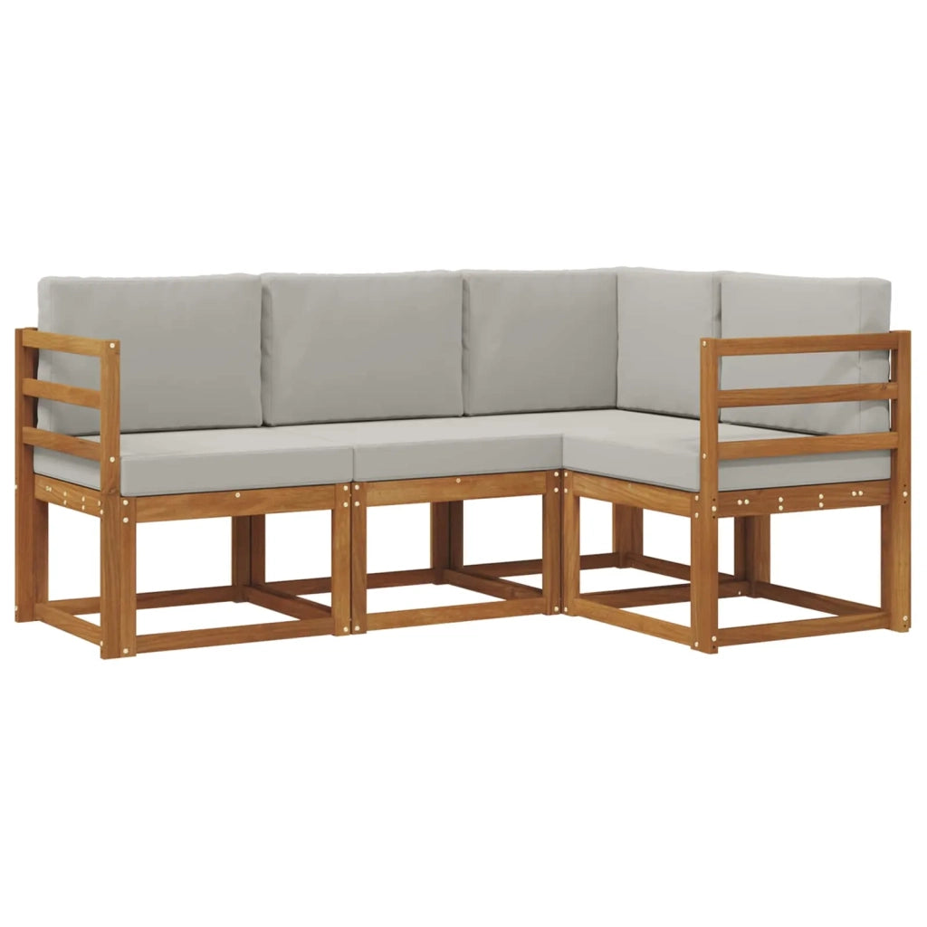 Set di divani da esterno 4 pcs Grigio Naturale e Chiaro 3366309