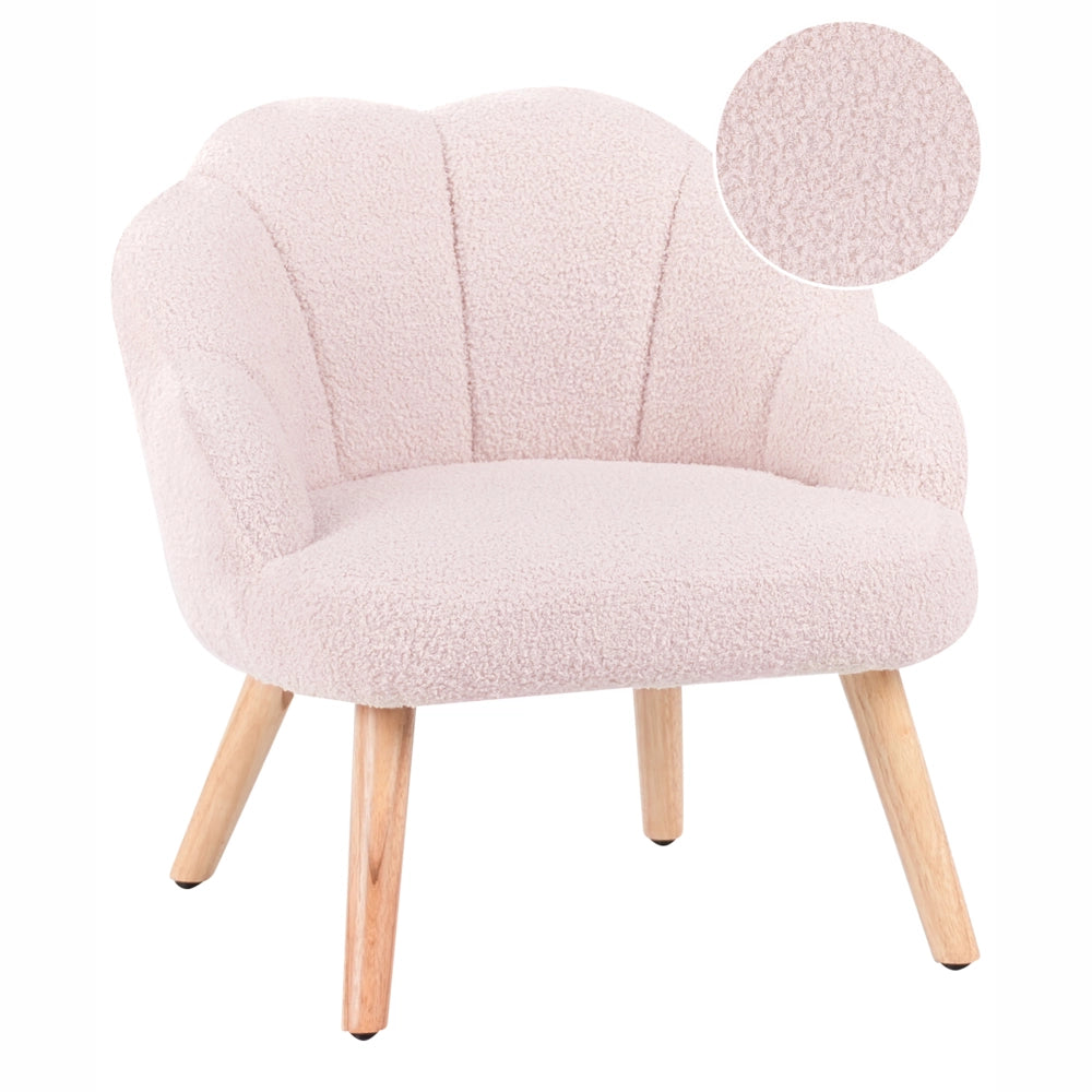 Poltrona per bambini con gambe in legno Rosa pastello cemeretta