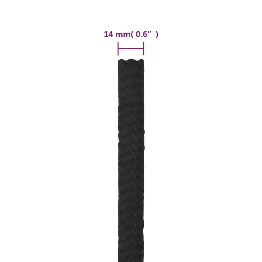 Corda | Fune per barca Completamente Nera 14 mm 100 m in Polipropilene