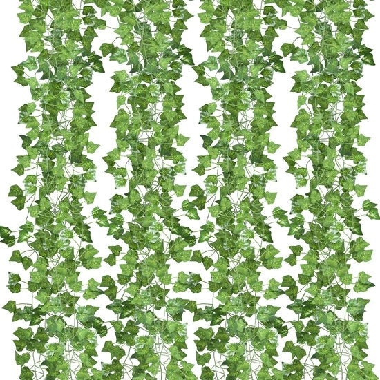 Slinga di Ladderina - 12 pezzi - 2,4m - Pianta di Finto Cespuglio - con 80 foglie - Pianta Decorativa per Casa, Giardino, Matrimoni - Cespuglio Finto - Per interni ed esterni - piante artificiali
