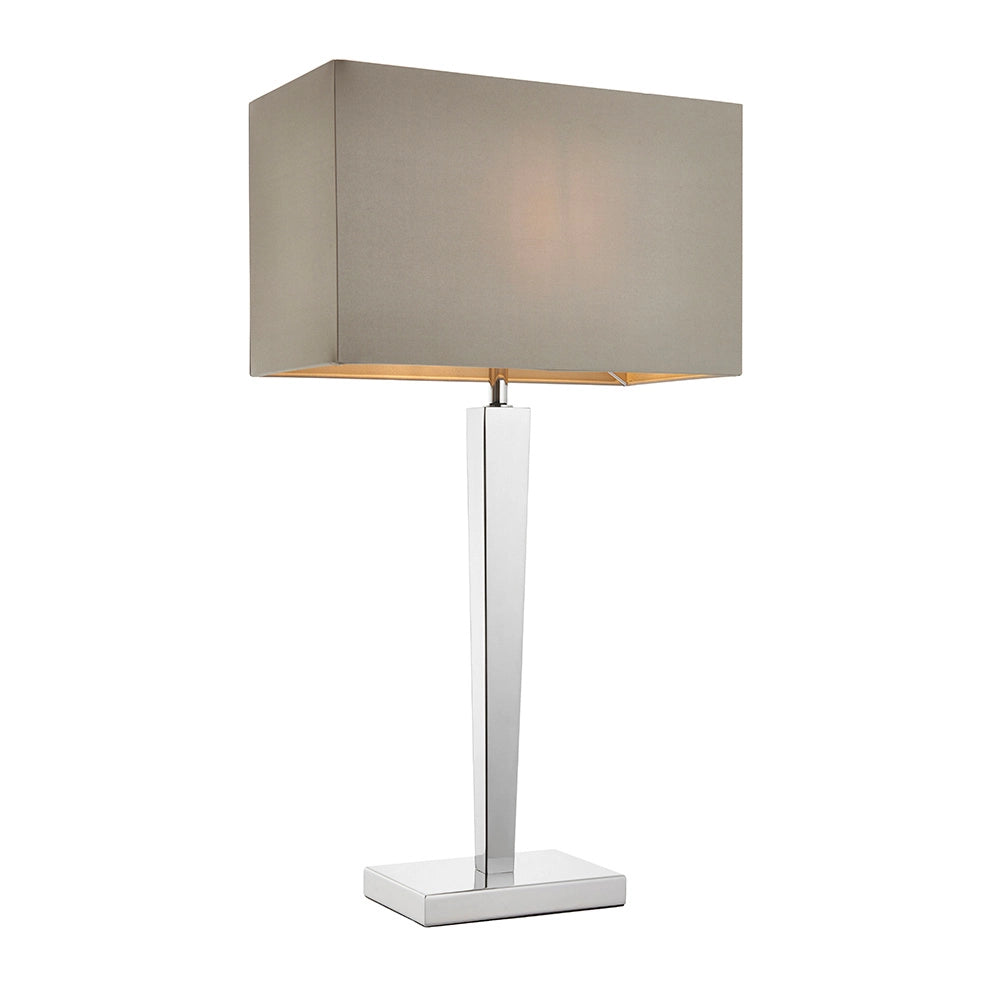 Lampada da tavolo minimal cromata paralume grigio E27