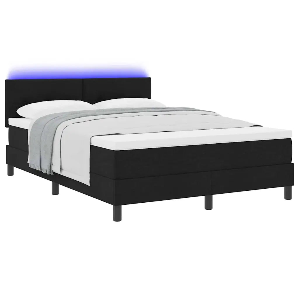 Letto a molle con materasso con led Nero 140 x 200 cm Tessuto 3342214