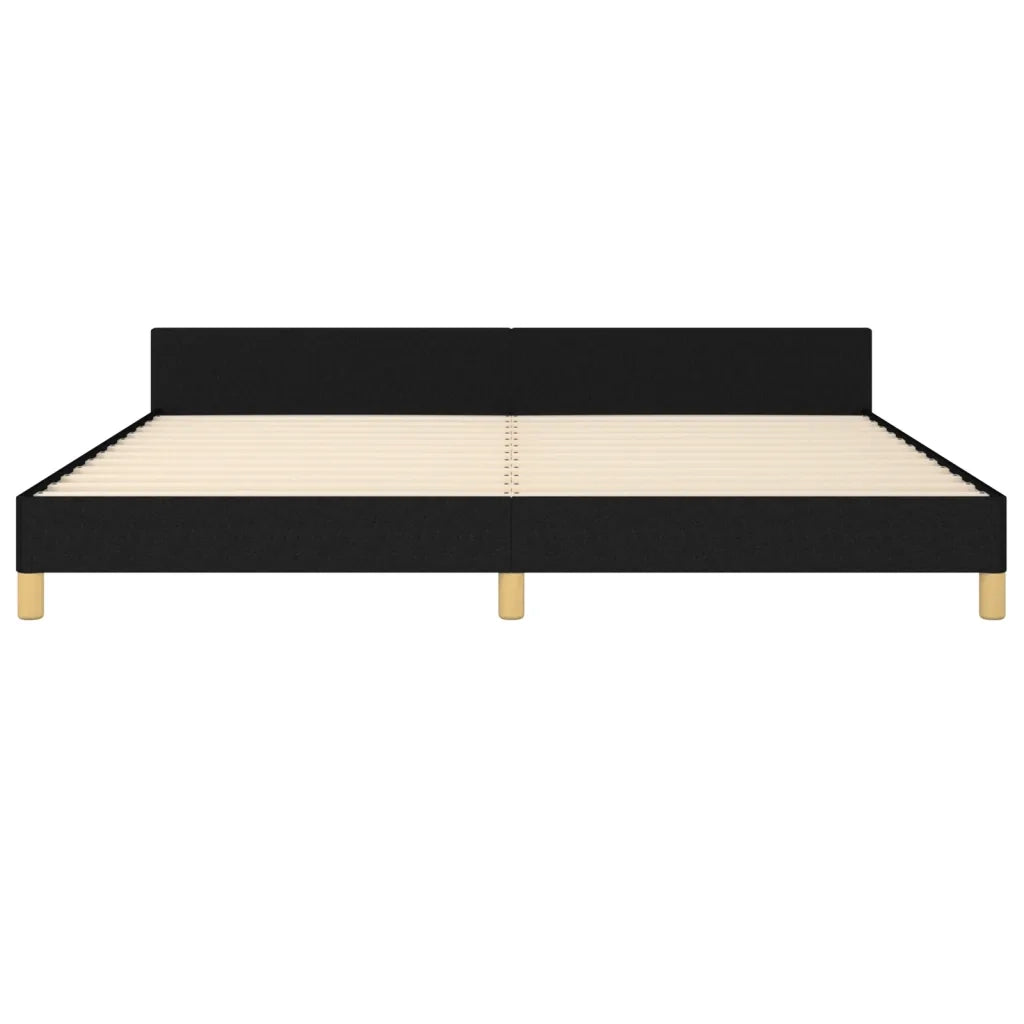 Giroletto con Testiera Nero 200x200 cm in Tessuto