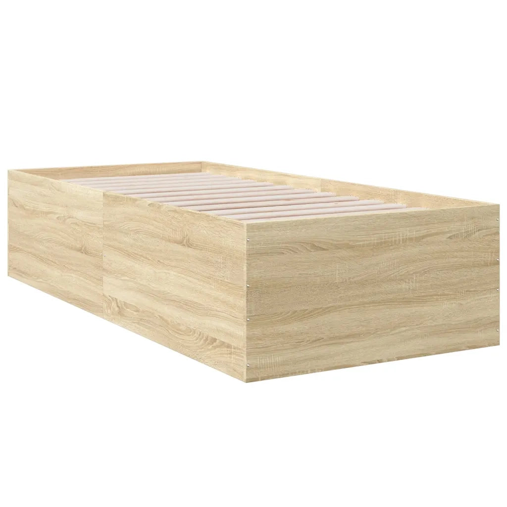 Letto singolo | Letto per adulti | Giroletto Rovere Sonoma 90x190 cm in Legno Multistrato