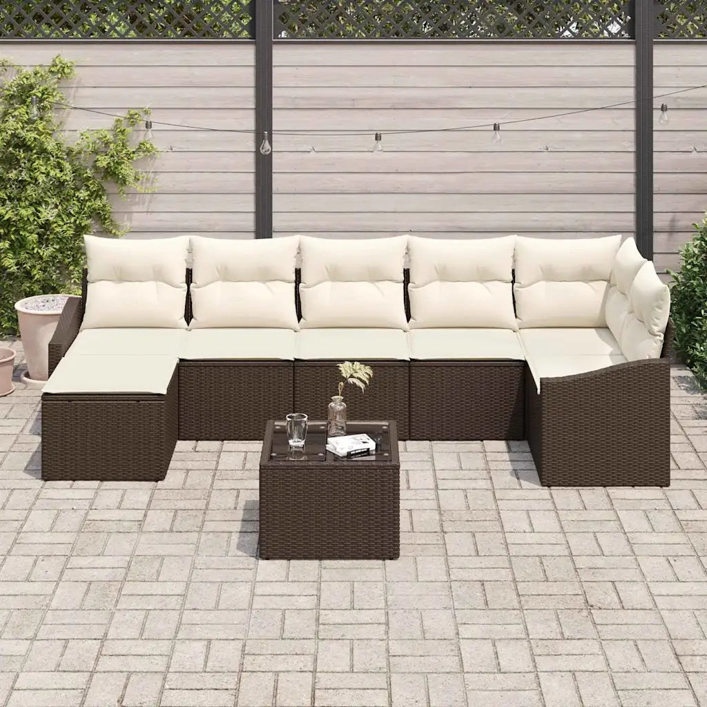 Set di divani con cuscino 8 pcs Marrone polyrattan 3346818