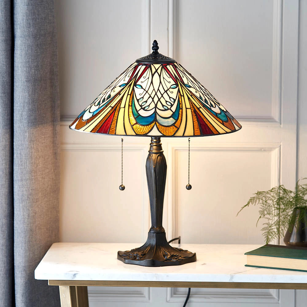 Lampada da tavolo Tiffany Hector vetro 2xE27 dimmer