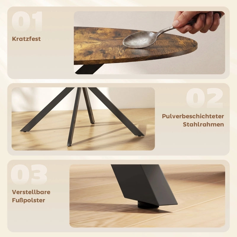 TAVOLO ROTONDO da pranzo 120 cm per 4 persone stile industriale legno marrone rustico