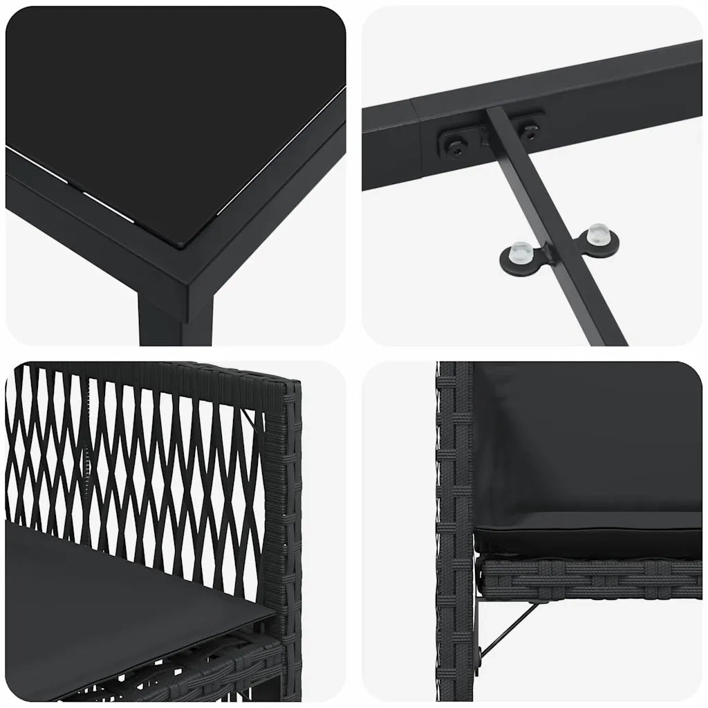 Set da Pranzo per Giardino 5 pcs Nero polyrattan 3380773