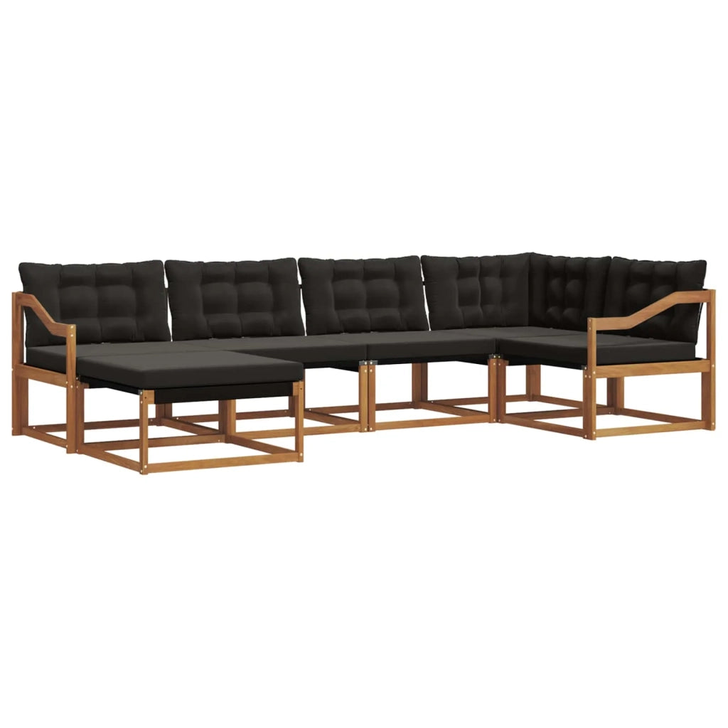 Set di divani da esterno con cuscino 6 pcs Naturale e Nero 3369635