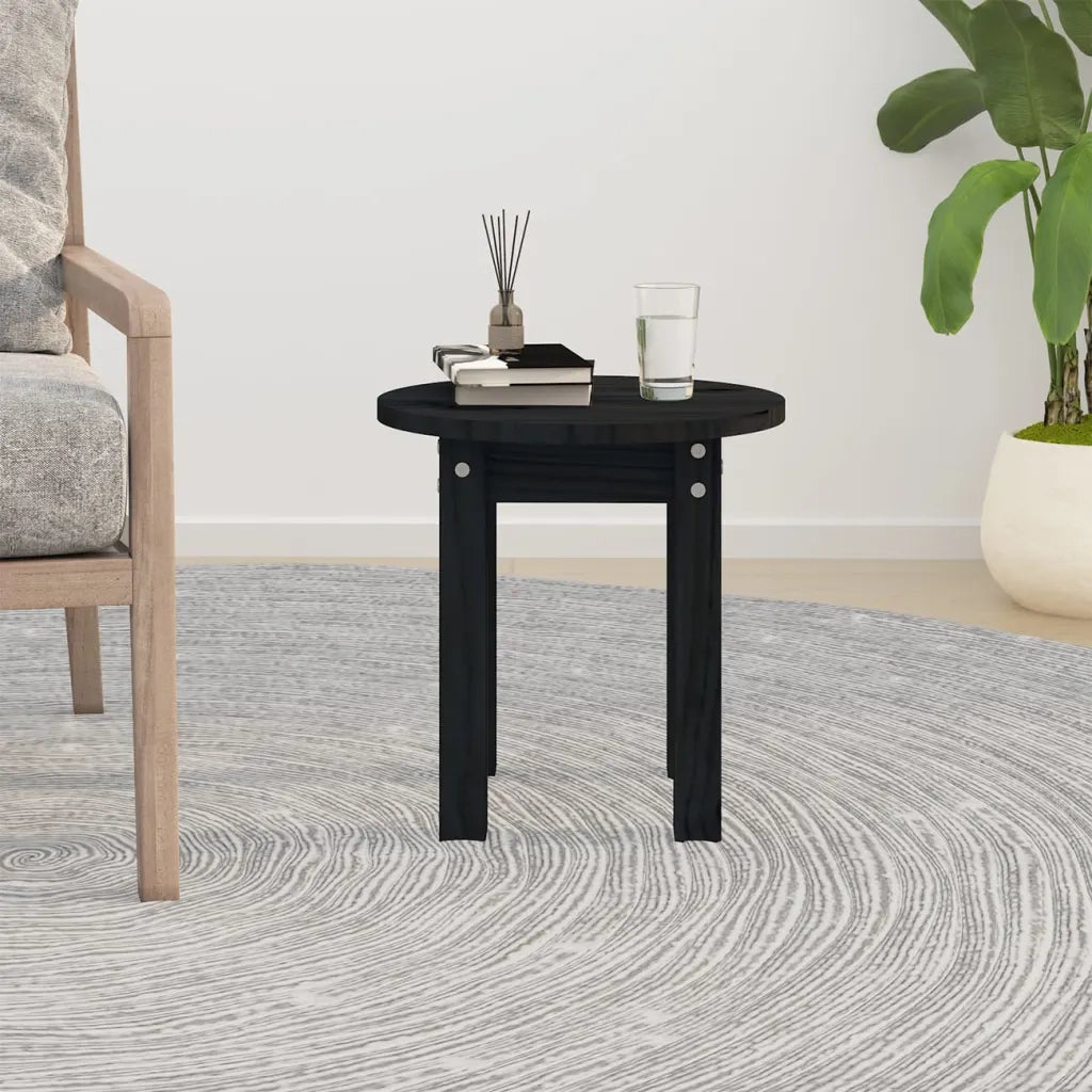 Tavolino da Salotto Nero Ø 35x35 cm in Legno Massello di Pino 822341