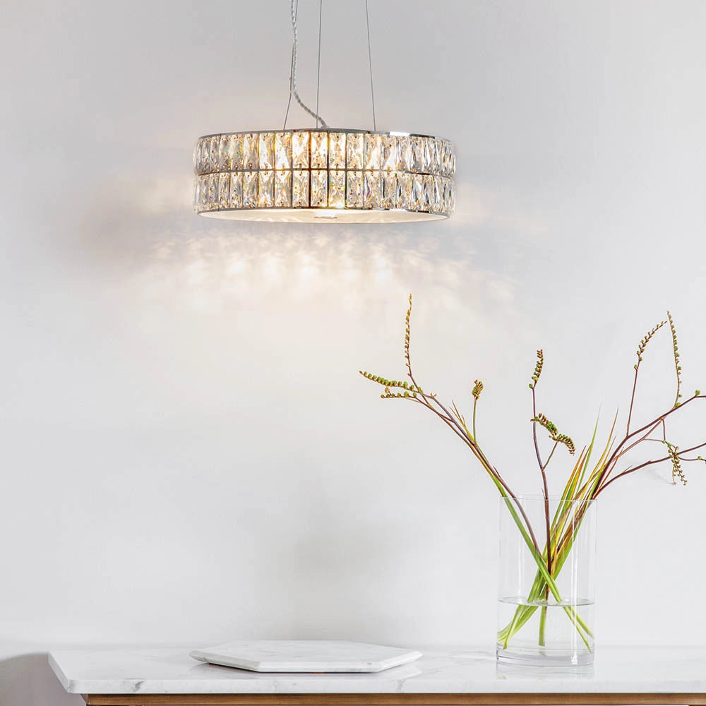 Lampada sospensione Verina Endon cristallo cromo LED 26W