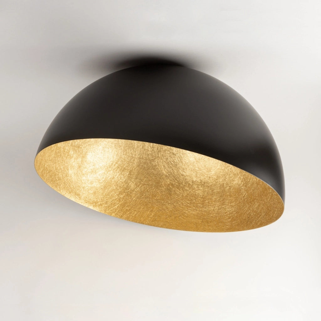 Plafoniera cupola nera oro 70cm E27 15W Sigma Sfera