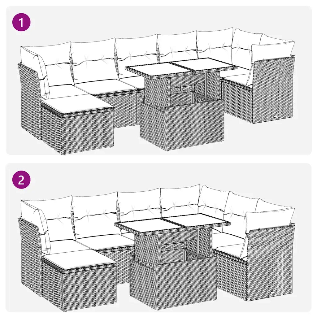 Set Divani da Giardino con Cuscini 8 pz Nero in Polyrattan 3326197
