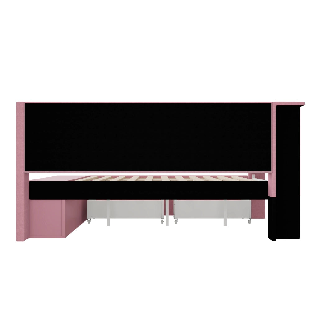 LETTO Poltrona 90x200 cm Rosa con USB, LED e 2 Cassetti
