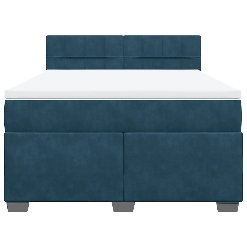 Giroletto a Molle con Materasso Blu 160x200 cm in Velluto