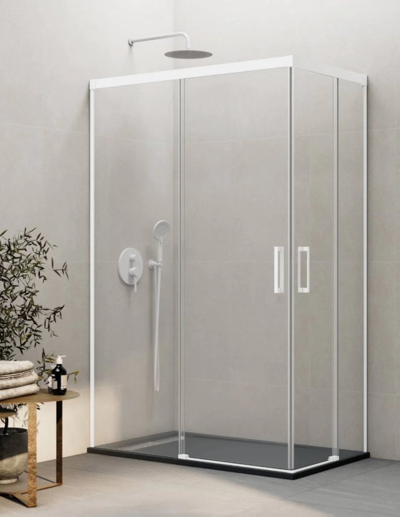 Box doccia ingresso angolare 2+2 THALASSA (BASIC) 120x90 cm Bianco vetro trasparente