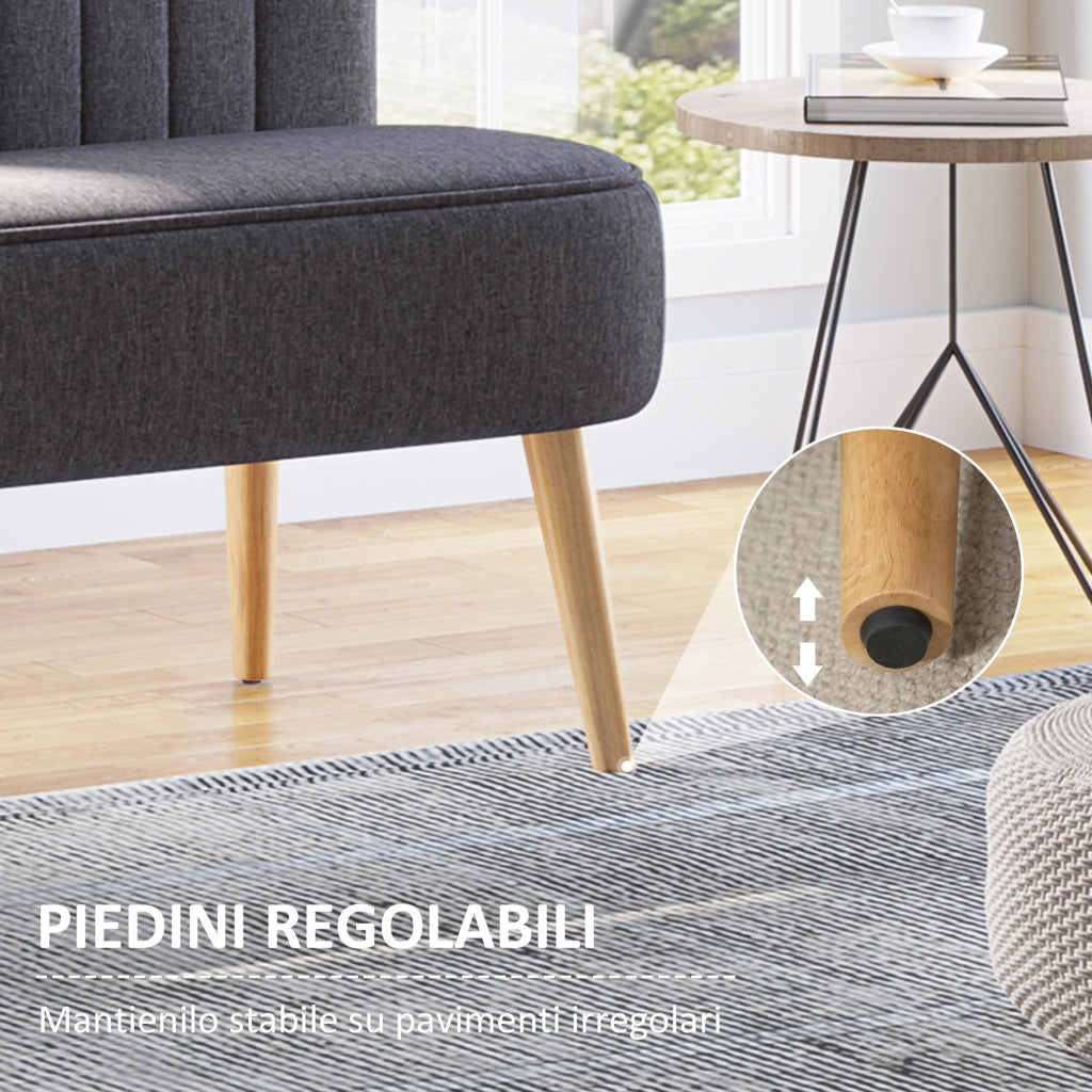 Divano 2 Posti in Tessuto ¨C Minimal ¨C Grigio Scuro, 117x56.5x77 cm