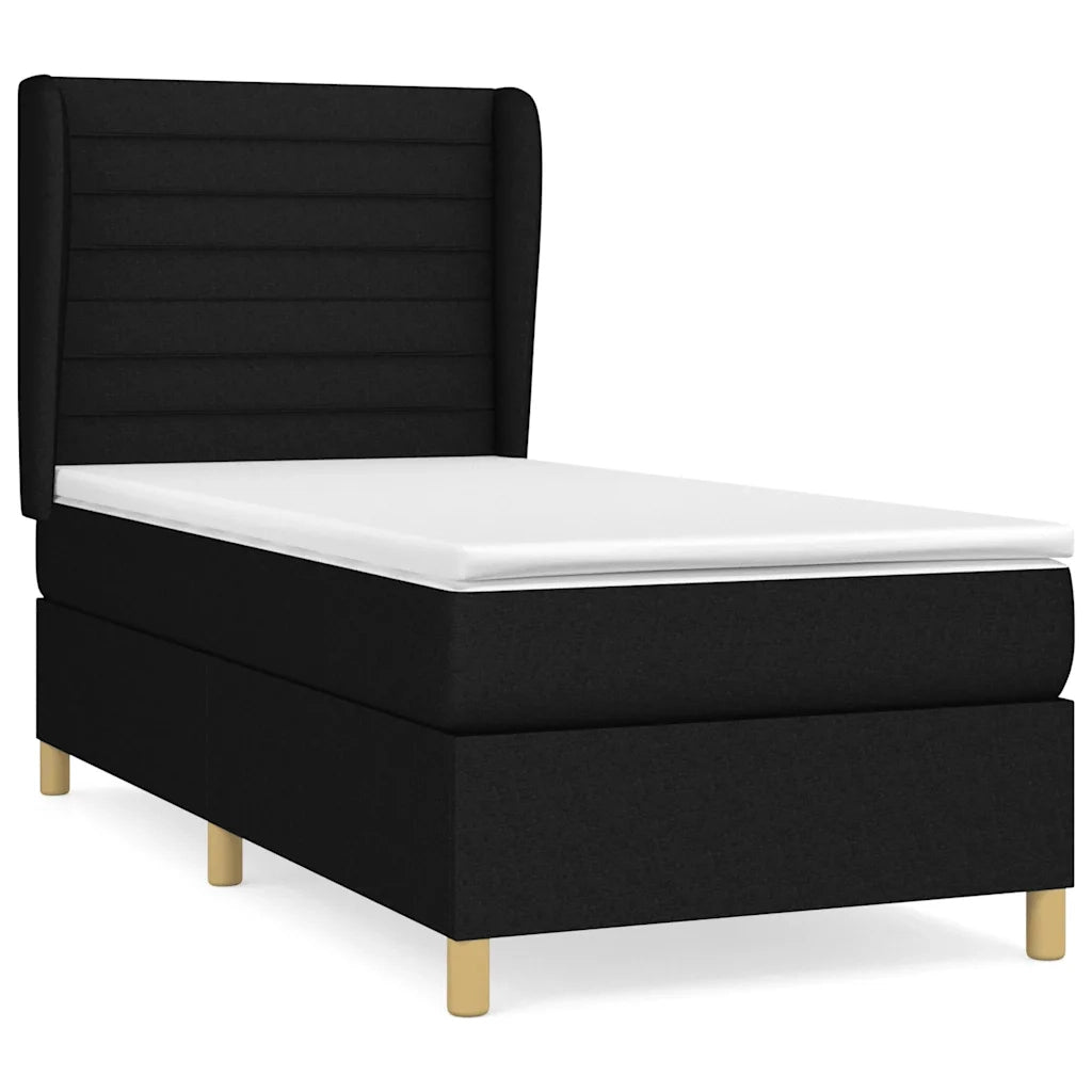 Giroletto a Molle con Materasso-Struttura Letto Nero 80x200 cm inTessuto 853264