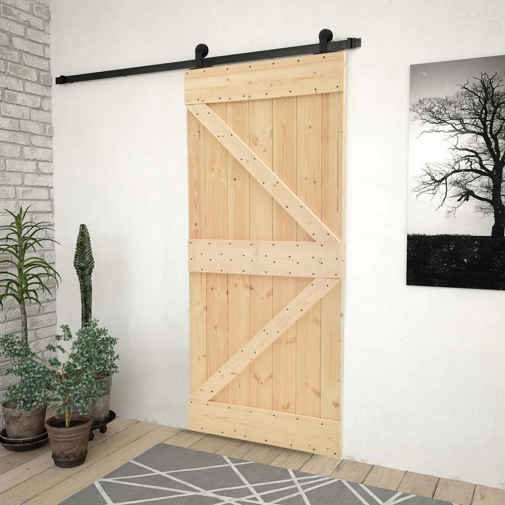 Porta scorrevole Naturale e Nero 80 x 210 cm 3444854