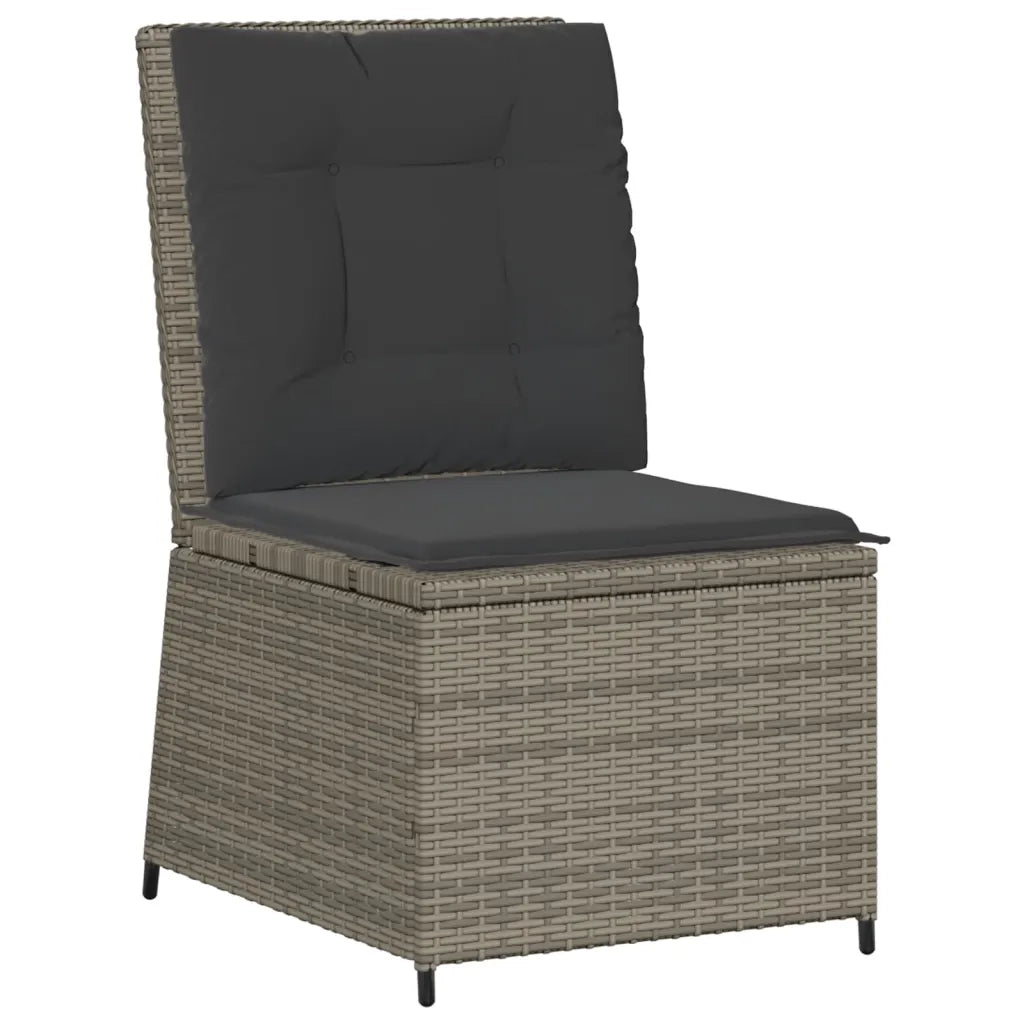 Divano Reclinabile da Giardino con Cuscini-Sofa da Giardino-Divano da esterno Grigio in Polyrattan