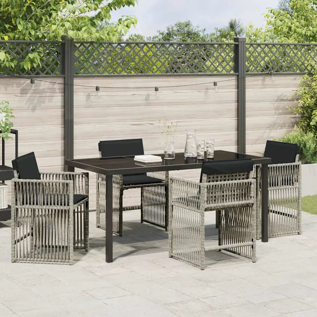 Set da Pranzo per Giardino 5 pcs Grigio chiaro polyrattan