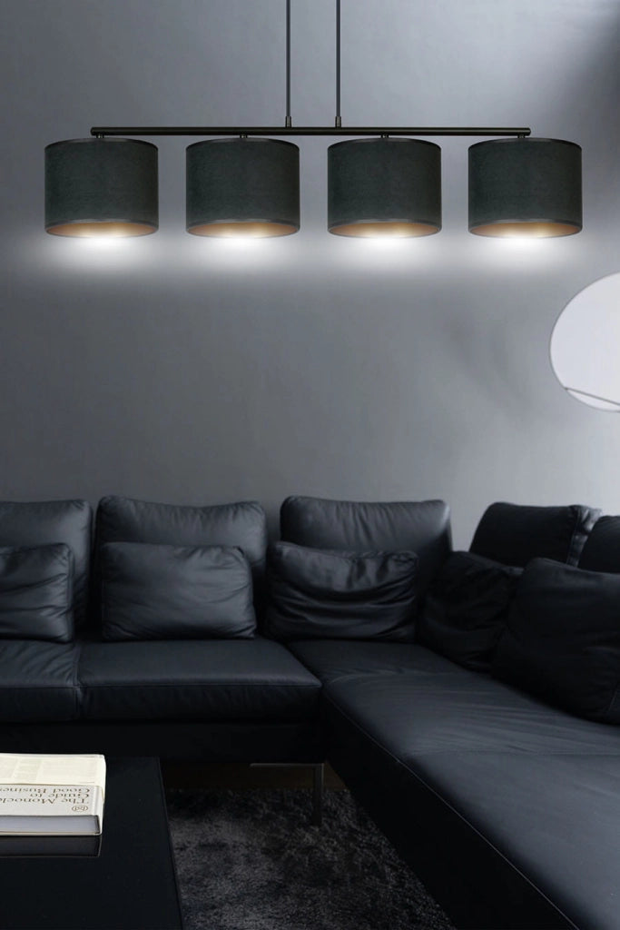 Lampadario Emibig Hilde 4 luci E27 nero/oro dimmerabile