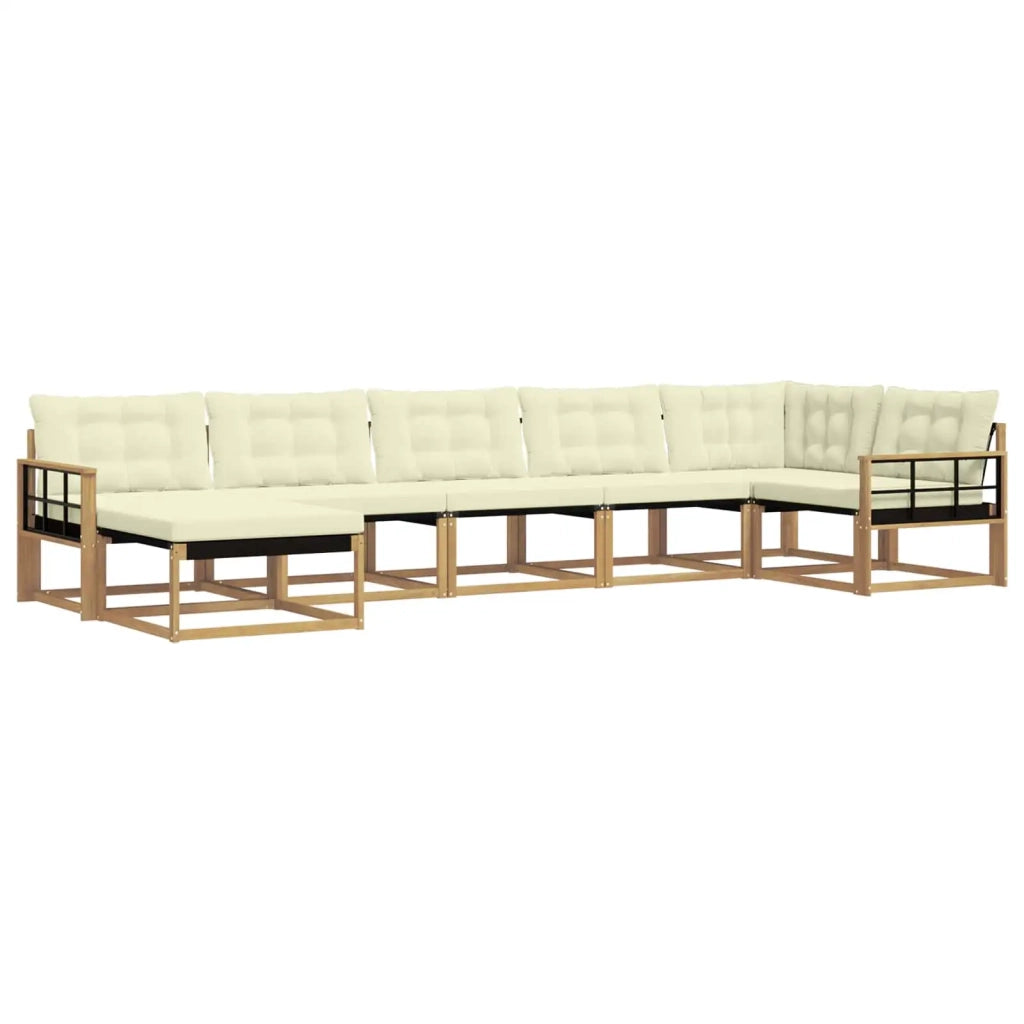Set di divani da esterno con cuscino 7 pcs Bianco e Crema 3388904