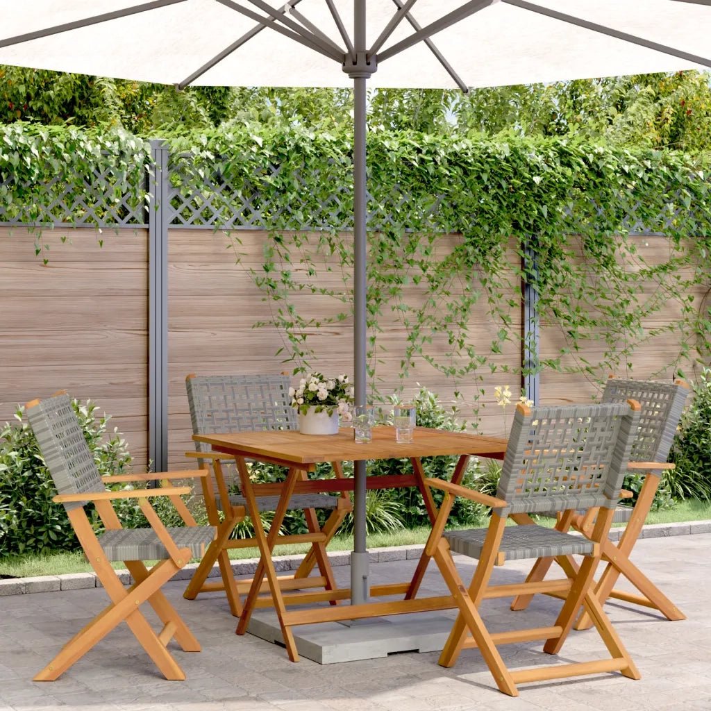 Set Pranzo da Giardino 5pz Grigio Polyrattan e Legno Massello 3281827