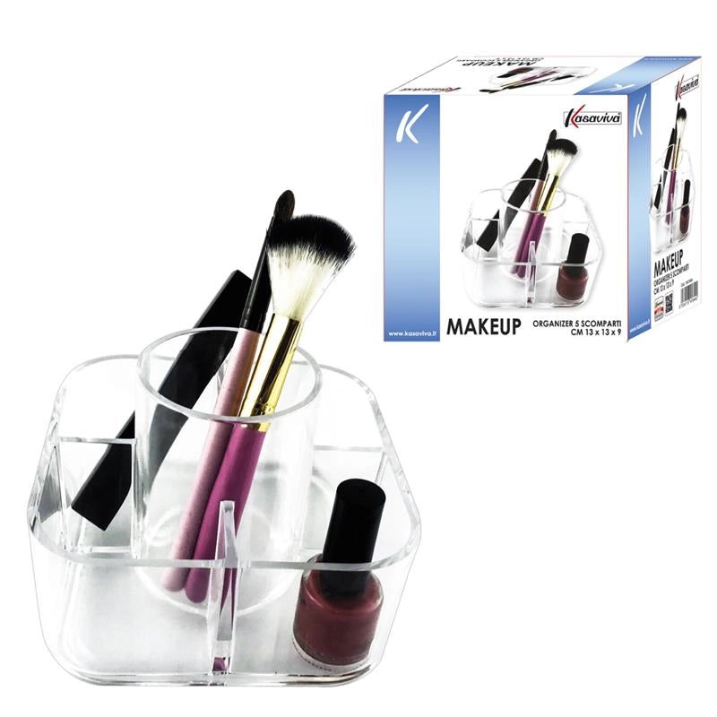 MAURY'S BEAUTY ORGANIZER A 5 SCOMPARTI 13X13X9 CM COLORE TRASPARENTE COMODO E PRATICO