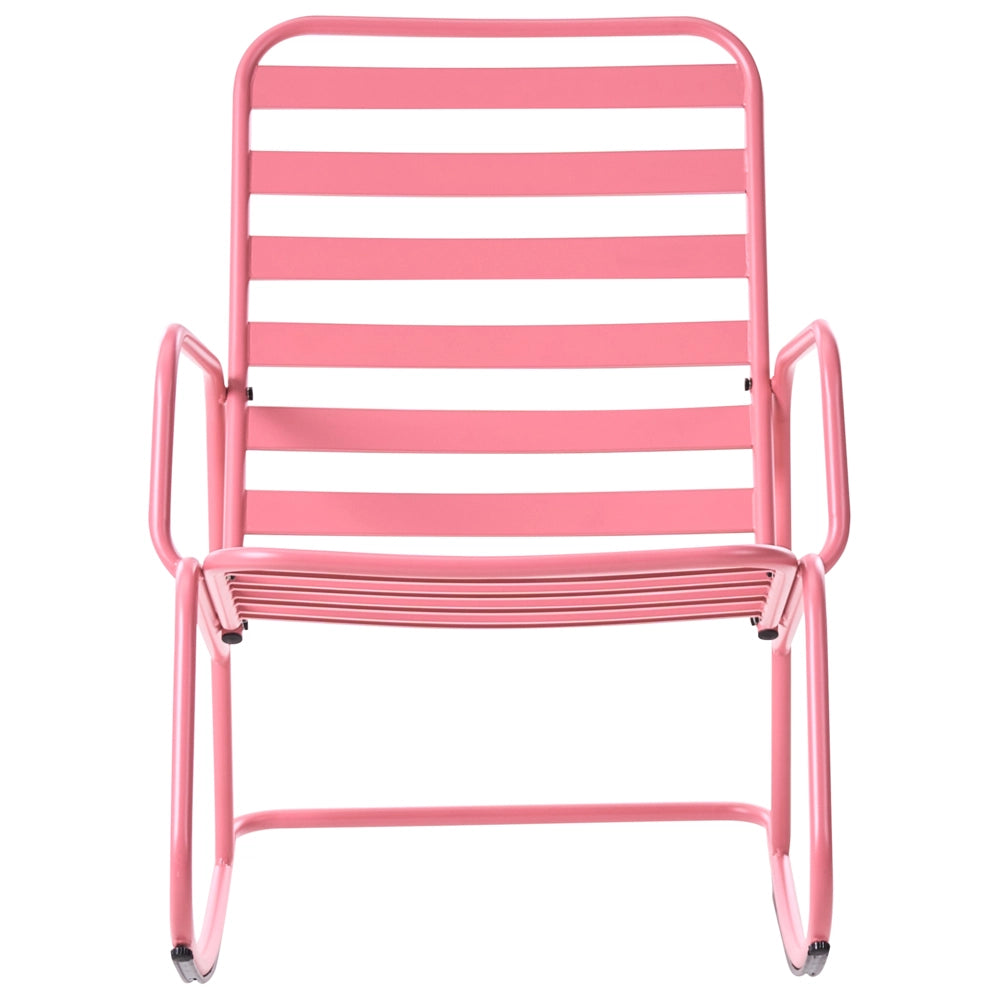 Sedia a dondolo da giardino rosa alluminio a doghe Design moderno per esterni
