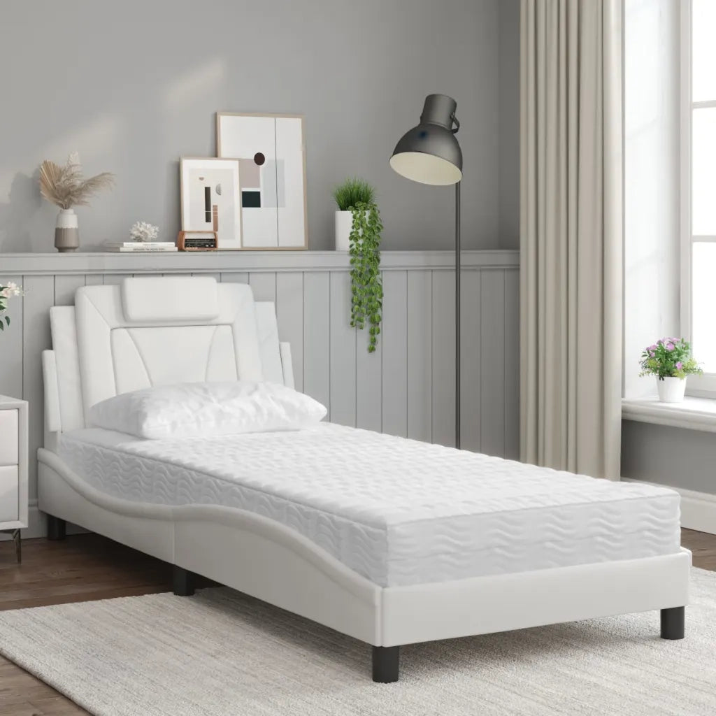 Letto Viana con Materasso Bianco 80x200 cm in Similpelle
