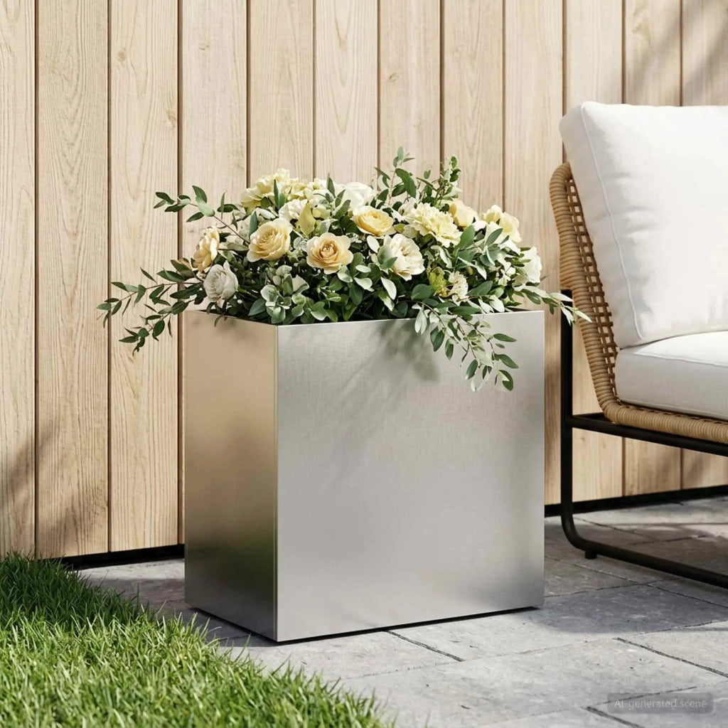 Vaso da giardino Argento 50 x 30 x 50 cm Acciaio Inox 8005534