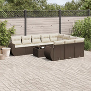 Set Divani da Giardino 11 pz con Cuscini Polyrattan Marrone 3254240