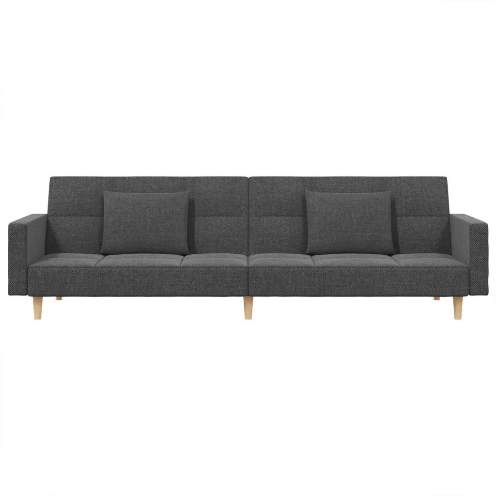Divano Letto a 2 Posti con 2 Cuscini Grigio Chiaro in Tessuto 375799