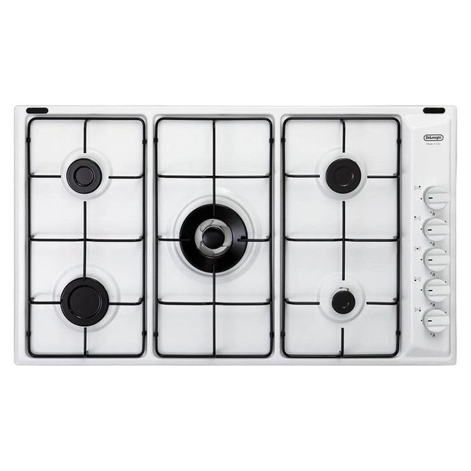 De'Longhi BL59DD Piano cottura a Gas 90 cm 5 Fuochi Da Incasso 1 Bruciatore Ultrarapido Doppia Corona colore Bianco