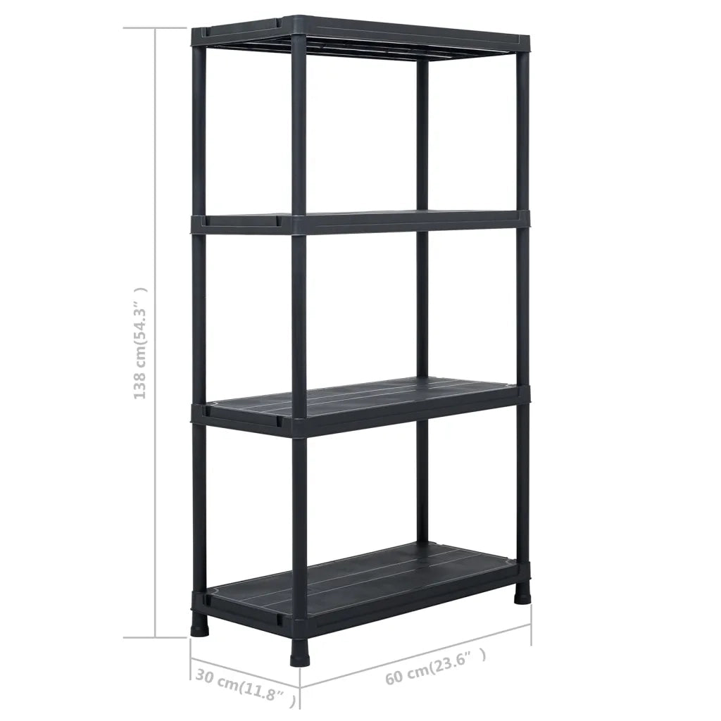 Scaffale Nero 100 kg 60x30x138 cm in Plastica 45673