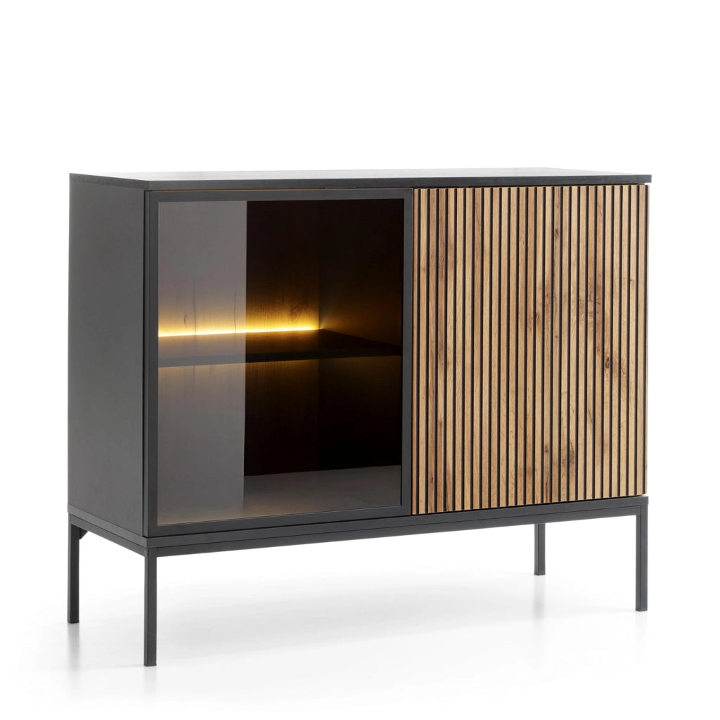 Komodee Cassettiera Laval K104 LED Nero/Rovere Wotan 104x83x39 cm