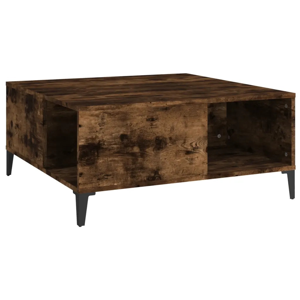 Tavolino da Salotto Rovere Fumo 80x80x36,5 cm Legno Multistrato 821105