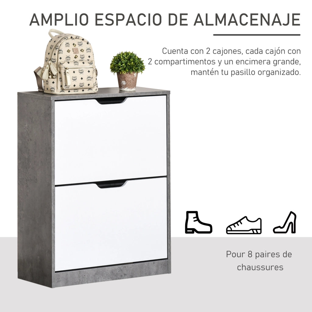 Scarpiera con Cassetti e Ripiani Aggiustabili ¨C Minimal ¨C Grigio 62.5x26x81 cm