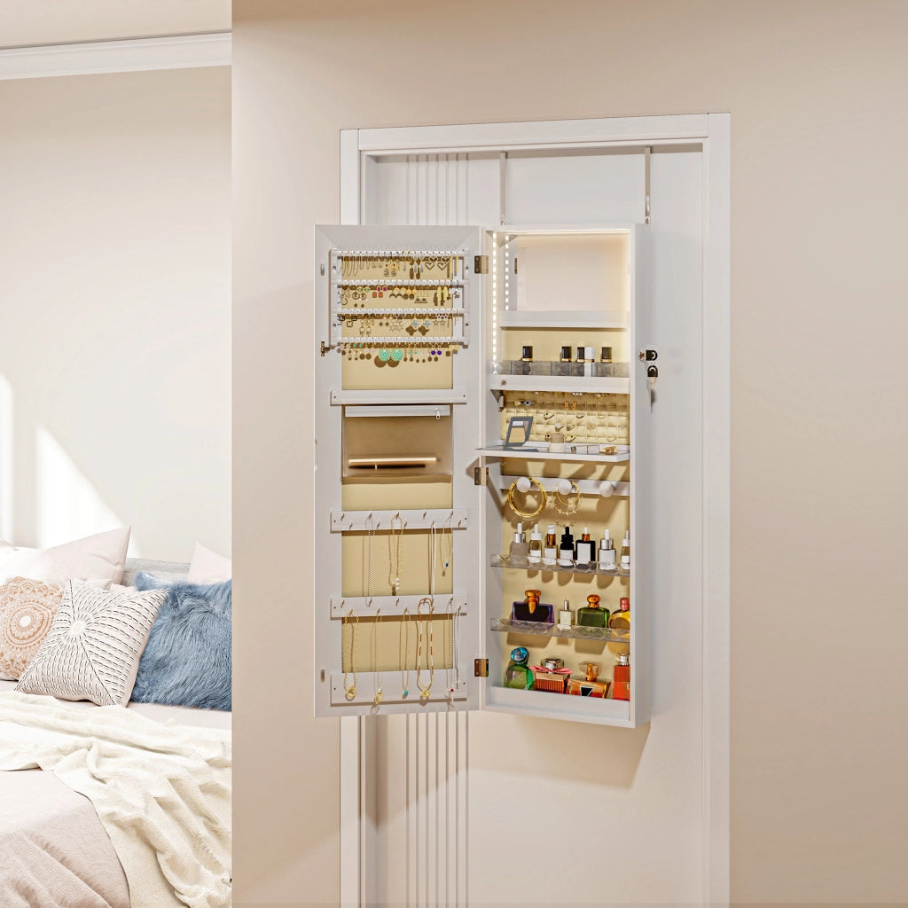 Armadio per gioielli con LED ¨C zephmum ¨C bianco 37x10.5x108 cm
