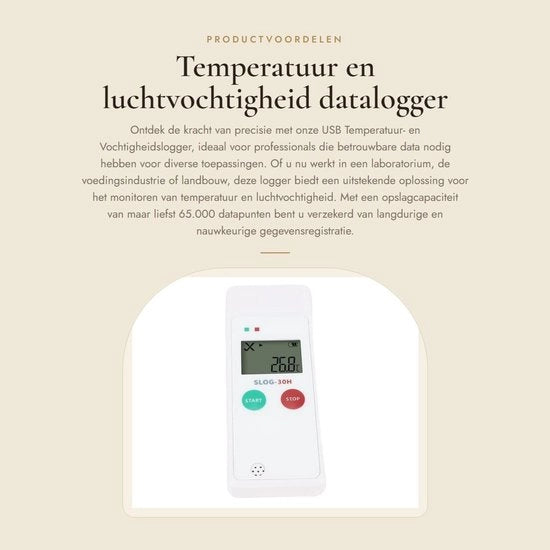 Registrazione dati temperatura e umidità - Archiviazione dati - Alta precisione - Termometro per frigorifero - Rapporto PDF e CSV - Adatto per uso domestico