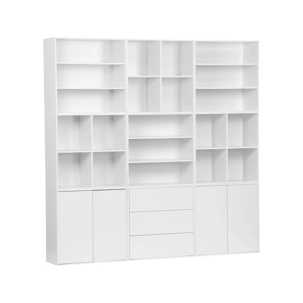 Libreria modulabile decorazione legno 9 elementi, bianco