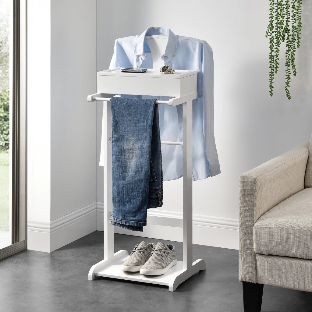 Servomuto Lulboll con Porta Pantaloni e Cassetta con Scomparti - Bianco [en.casa]
