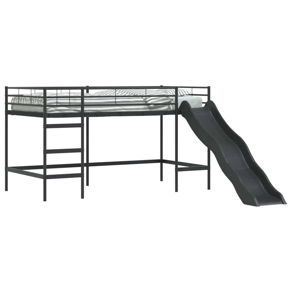 Letto loft per bambini con scivolo Nero e antracite 42020778