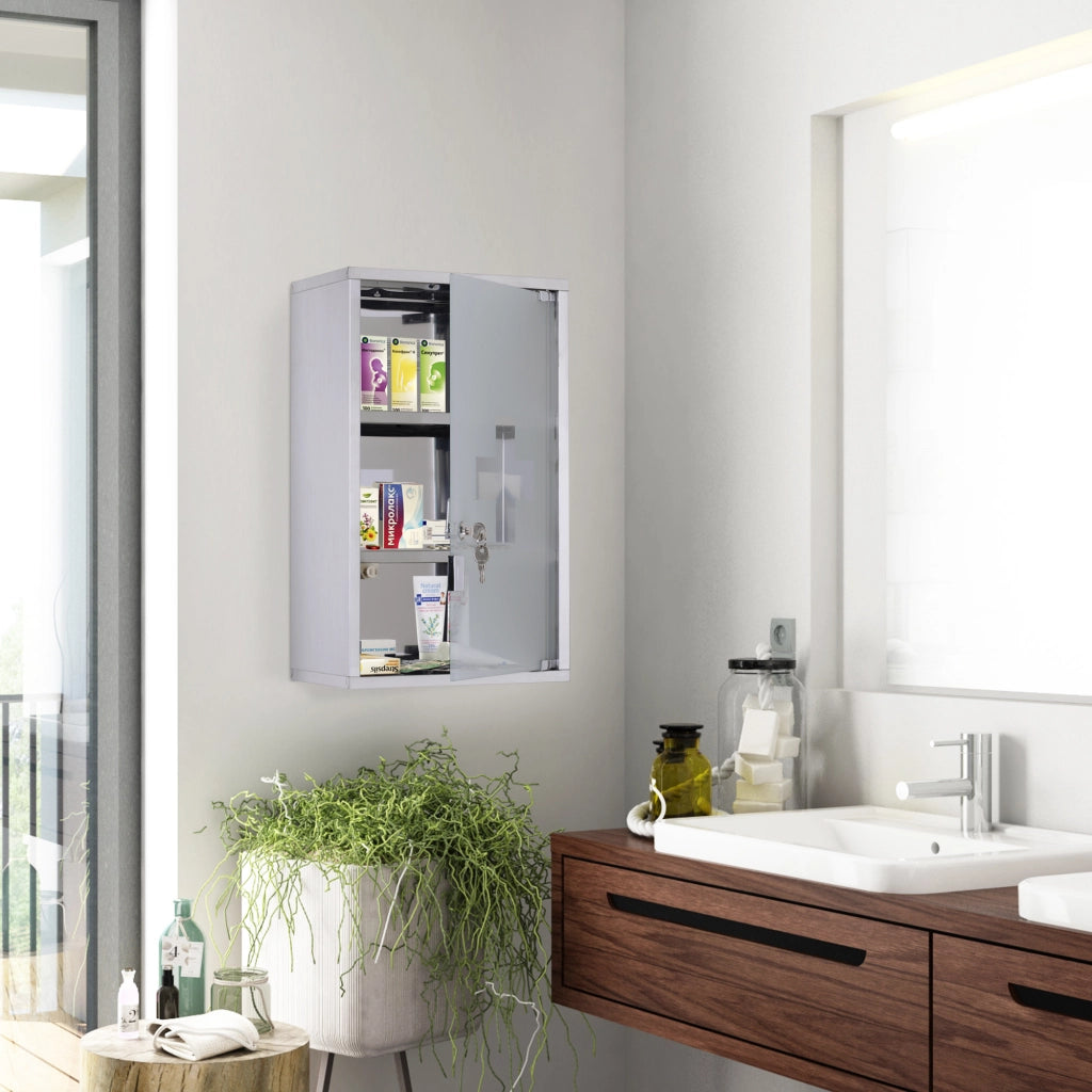 Armadietto medicinali bagno ¨C Xylo ¨C acciaio inox con serratura 50x30x18cm