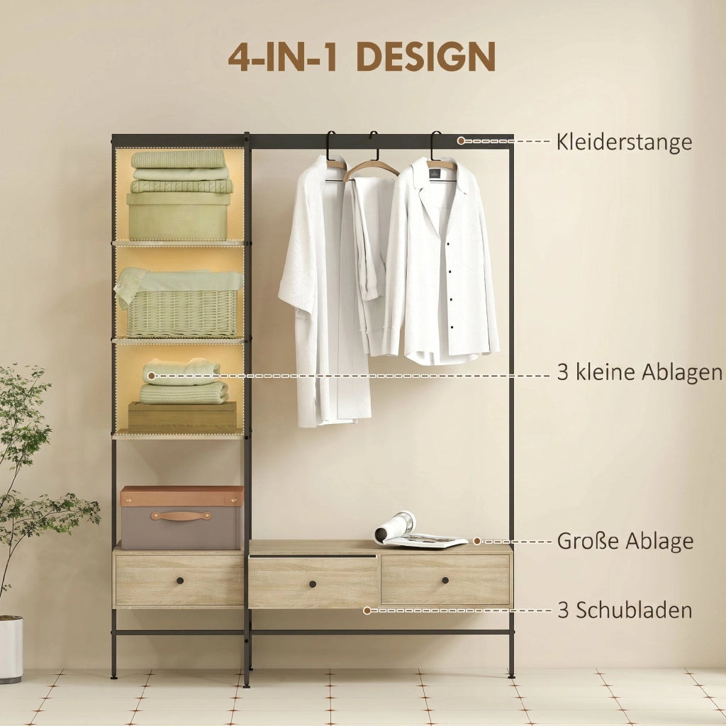 Armadio a colonna con ripiani, cassetti e appendiabiti ¨C Minimal ¨C 180x40x180 cm