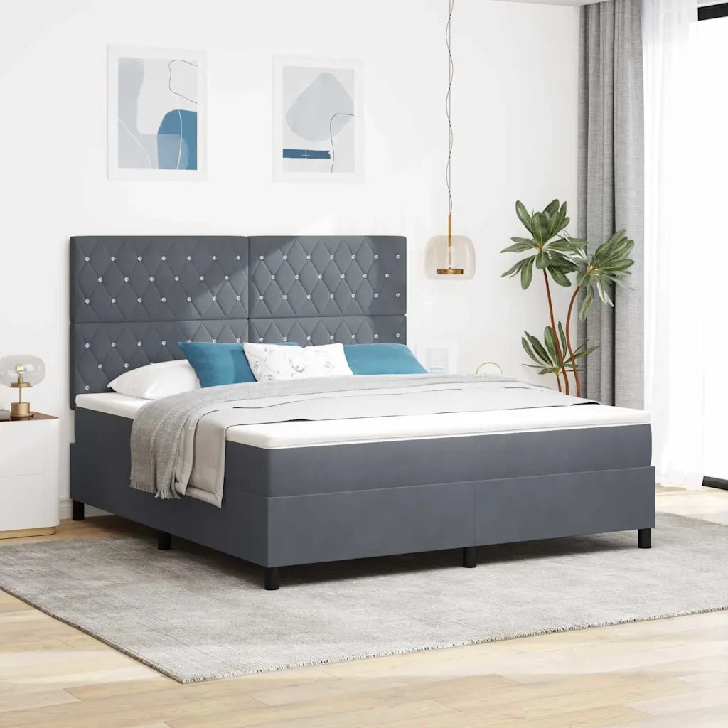 Letto a Sorgente LED Grigio scuro 180 x 200 cm Velluto 3343263