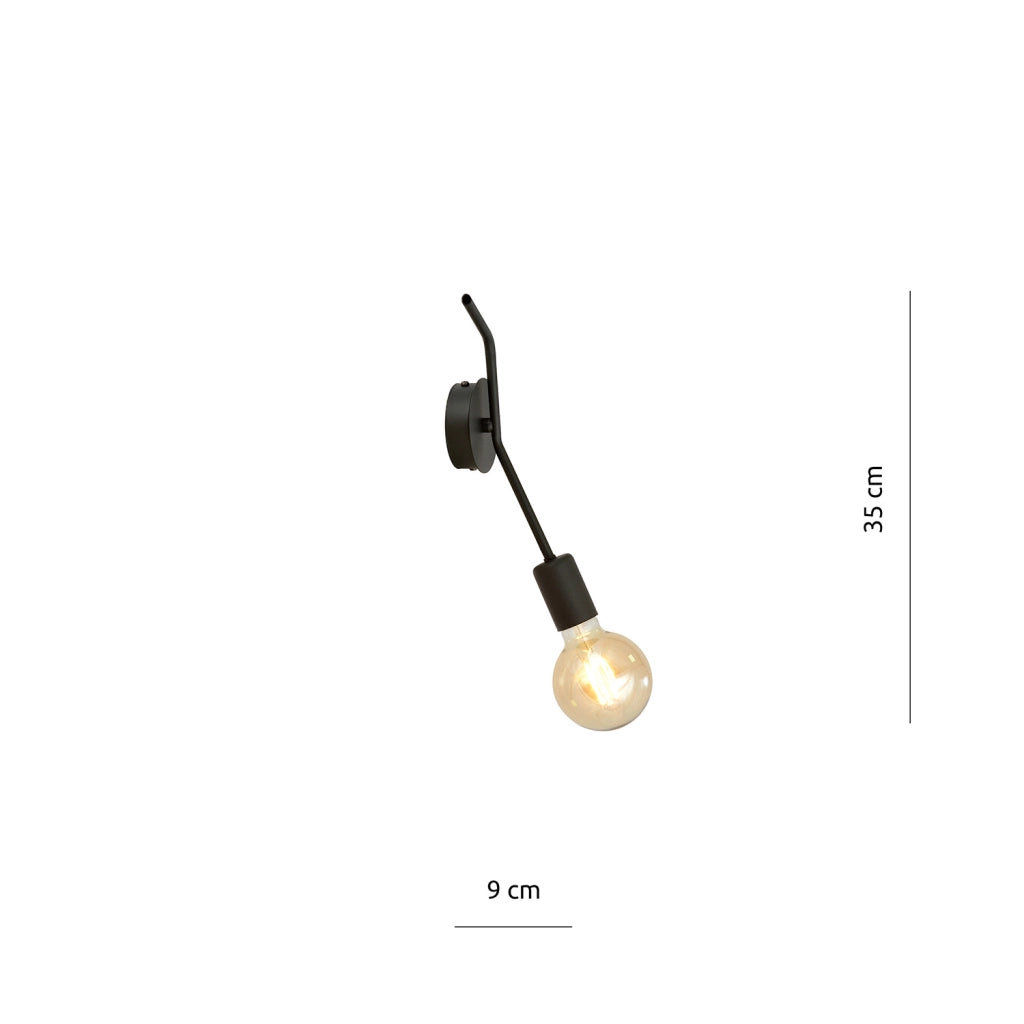 Applique Industrial 1 Luce Febe In Acciaio Nero A Braccio